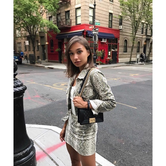 snakeskin cropped jacket